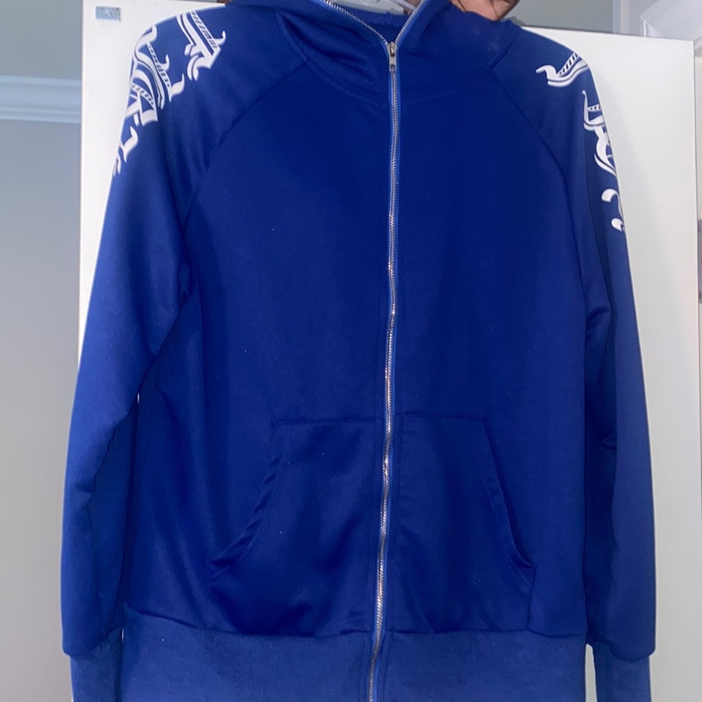 Cute Blue Letter Graphic Jacket